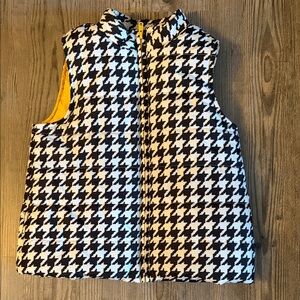 Gymboree Black and White Houndstooth Vest with Yellow Lining